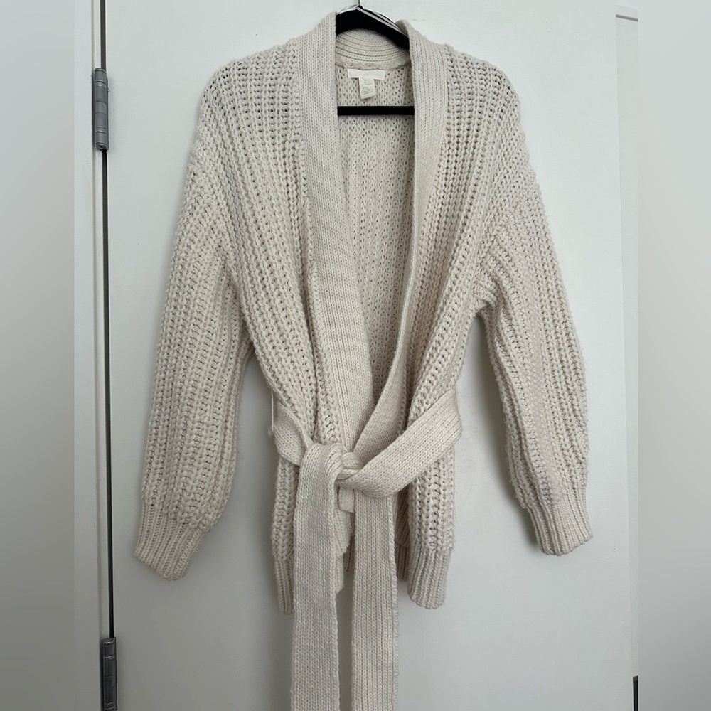 H&M Chunky Open Front Cardigan W/ Removable Tie
